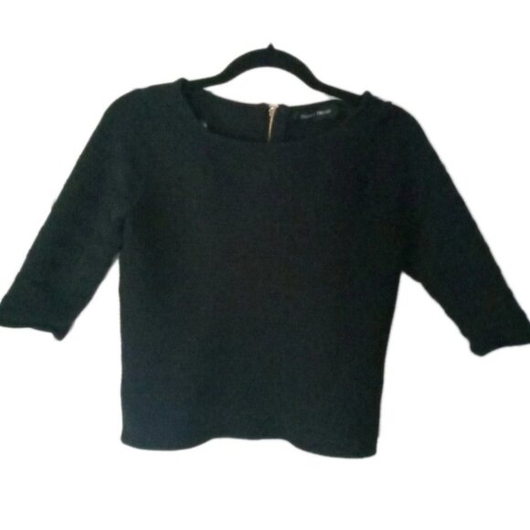 Ivanka Trump Black Ribbed Women's Shirt Golden Zipper Mid Sleeve Woman Formal - Picture 3 of 6